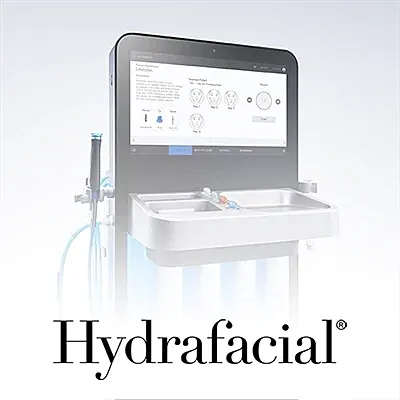 Hydrafacial aesthetic treatment machine with display.