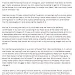 Text document discussing personal experiences and reflections.
