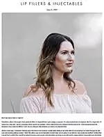 Woman with soft lips and casual hairstyle.