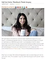 Woman enjoying coffee while discussing self-care.