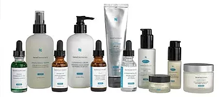 SkinCeuticals skincare product line including serums, cleansers, and moisturizers