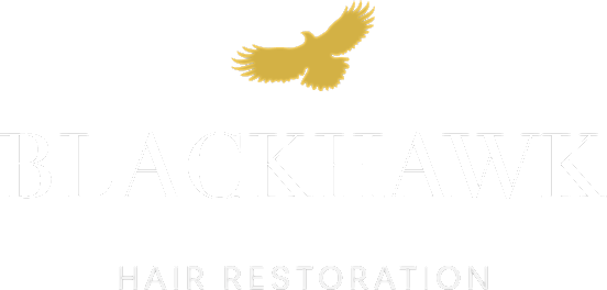 Blackhawk Hair Restoration logo with arrow.